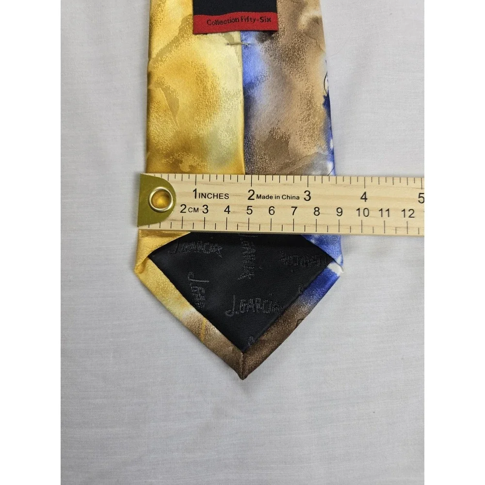 J Garcia Necktie Mens One Size Yellow Blue‎ Volcano Collection Fifty Six Silk